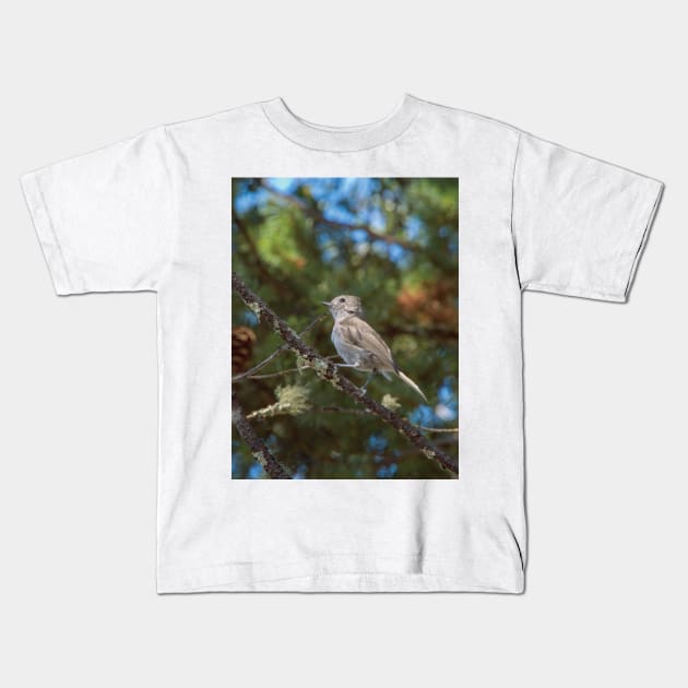 Oak Titmouse Perching Kids T-Shirt by DPattonPD